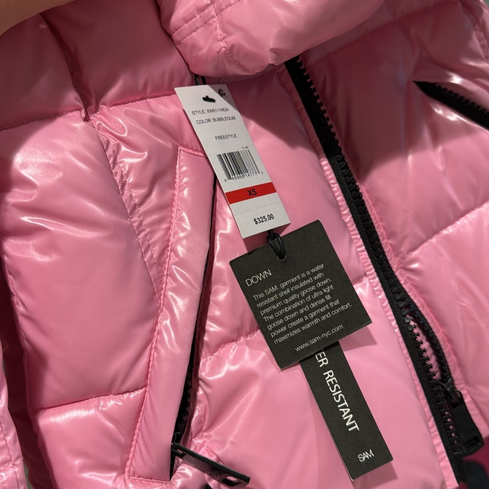 SAM bubblegum pink freestyle goose down water resistant ski puffer snow jacket - Picture 3 of 6